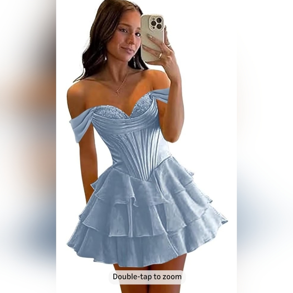 Strapless Corset Short Homecoming Dress Tiered Ruffle Graduation Cocktail